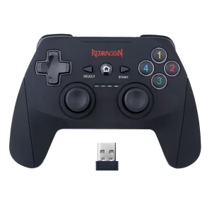 196-Controle Redragon Sem Fio Harrow G808, Para PC E PS3, Preto