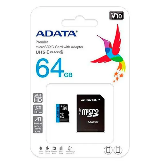 214-Cartão de Memória Adata V10 64GB Classe 10 com Adaptador - Imagem 2