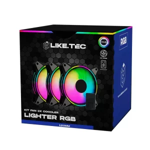 315 - KIT COOLER FAN ARGB P/GABINETE C/3 UNI + CONTROLE 2007 LIKETEC
